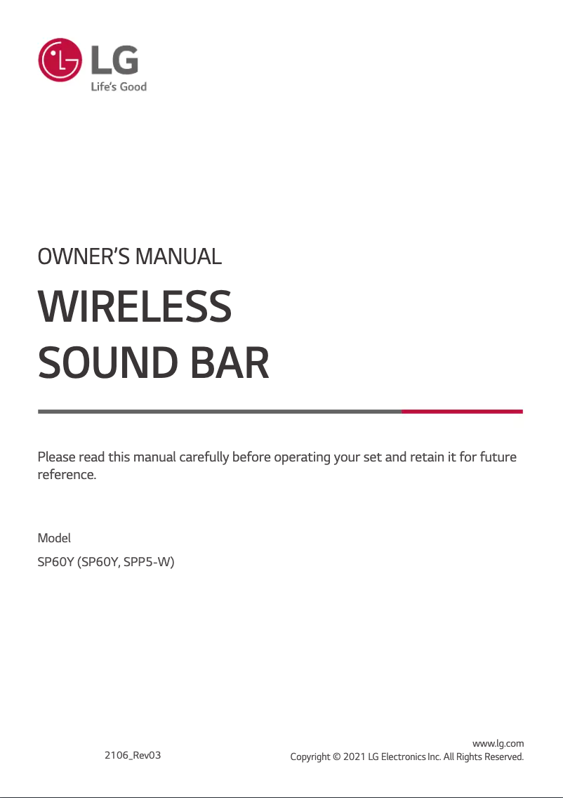 Página nº 1 - Manual de usuario LG SP70Y