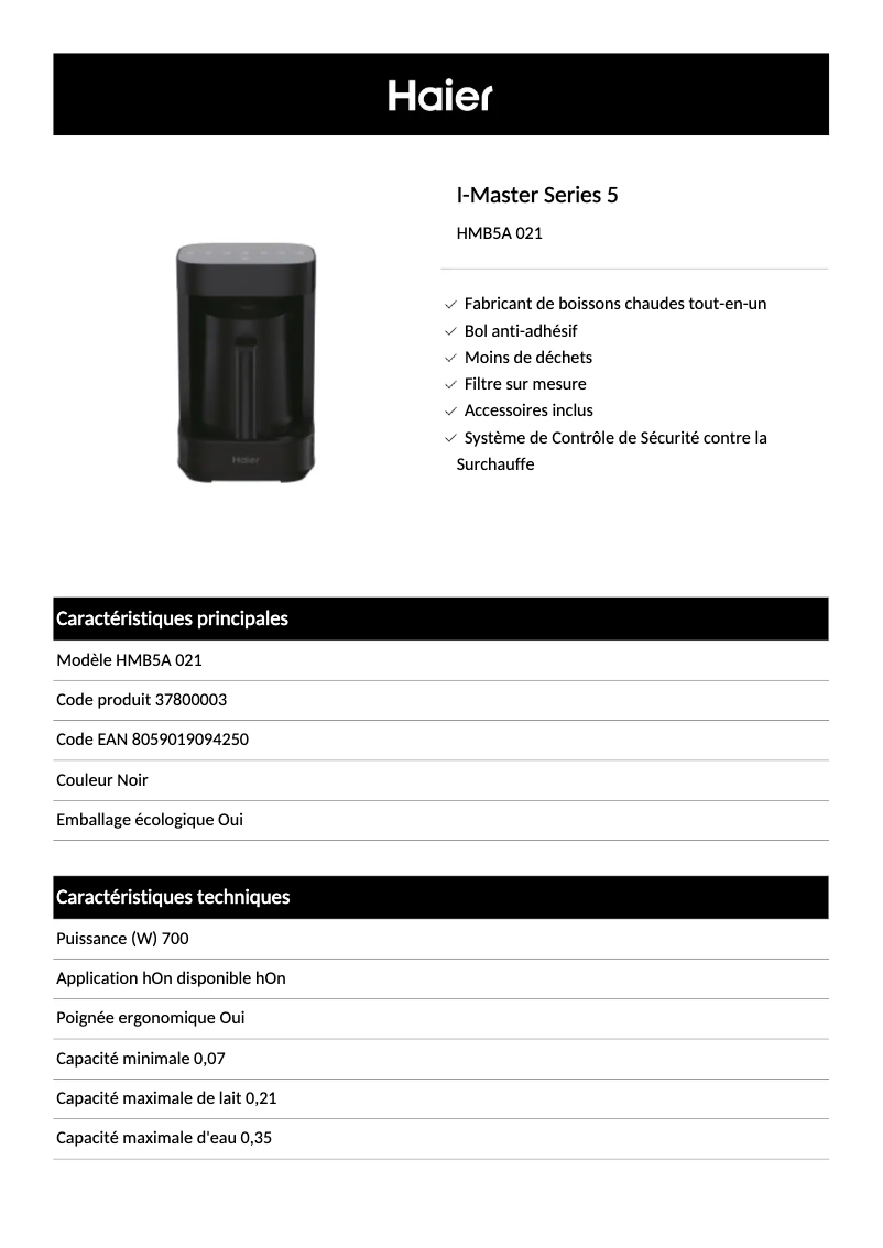 Imagen de la primera página del manual del dispositivo HMB5A 021
