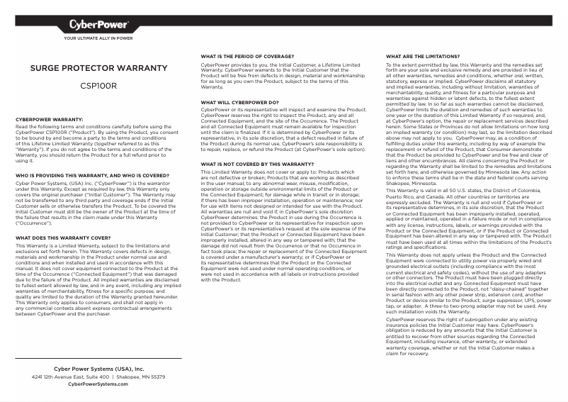 Imagen de la primera página del manual del dispositivo Professional CSP100R