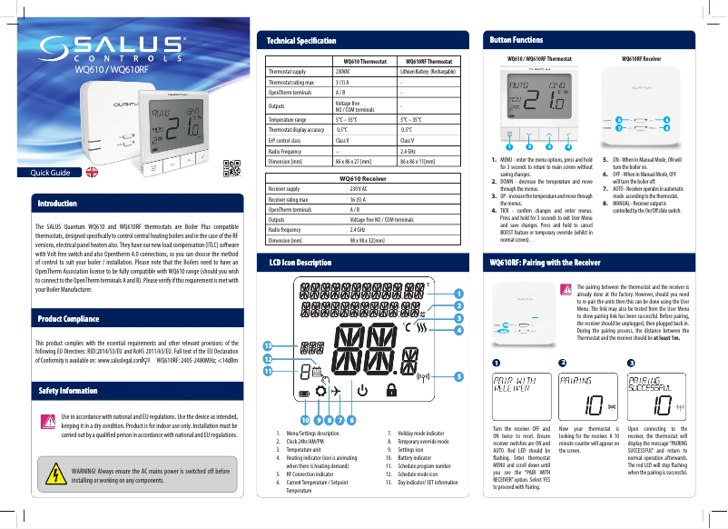 Página 1 del manual Manual de usuario Salus WQ610