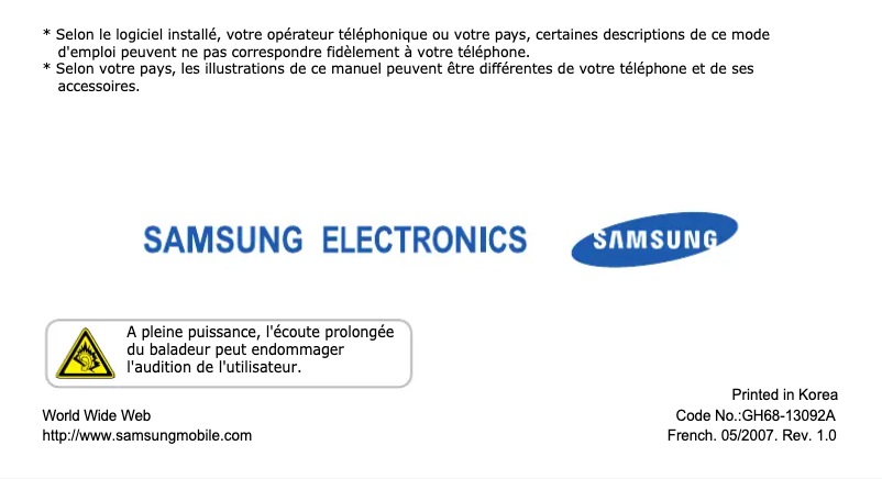 Página 1 del manual Manual de usuario Samsung SGH-U100