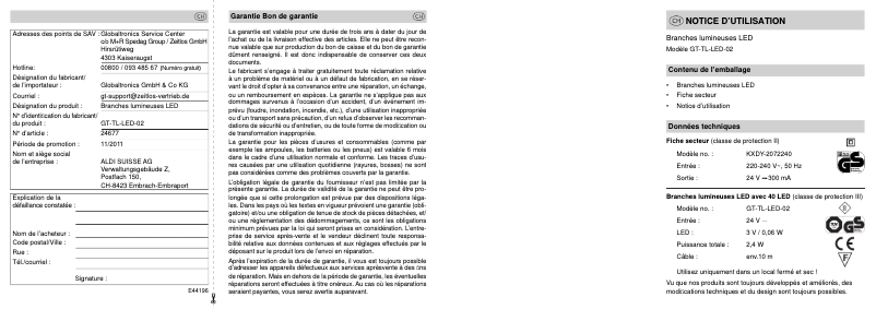 Imagen de la primera página del manual del dispositivo GT-TL-LED-02