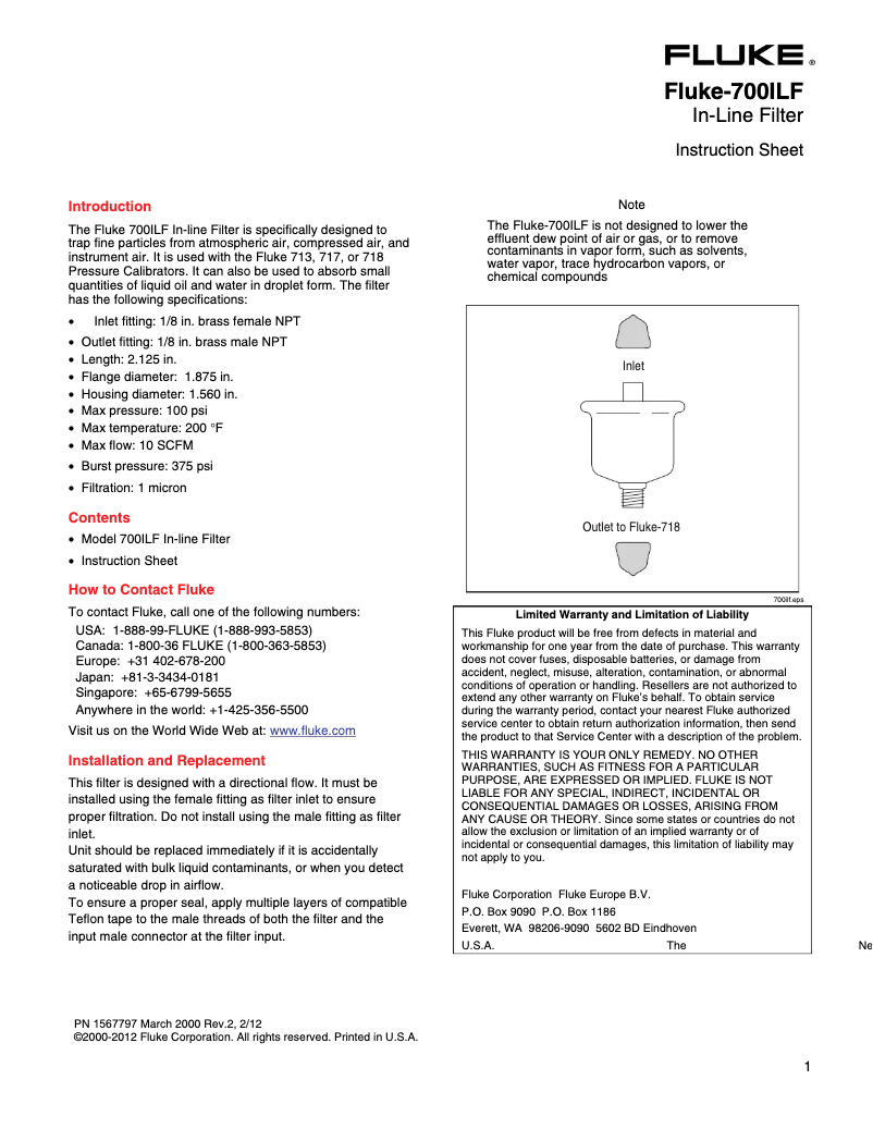 Página 1 del manual Manual de usuario Fluke 700ILF