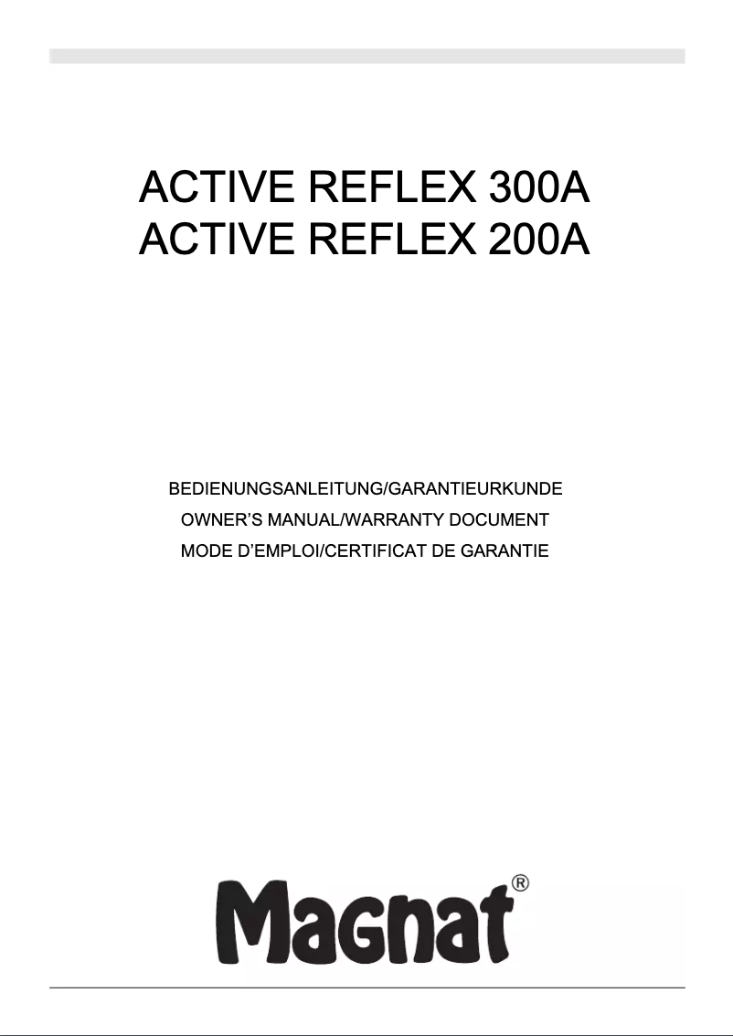 Página 1 del manual Manual de usuario Magnat Active Reflex 200A Series II