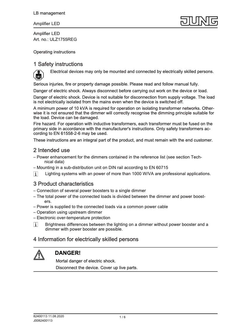 Imagen de la primera página del manual del dispositivo ULZ1755REG