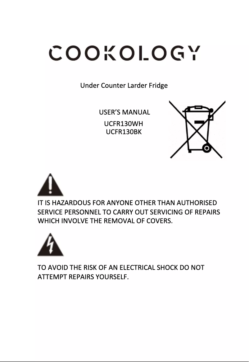 Página 1 del manual Manual de usuario Cookology UCFR130BK