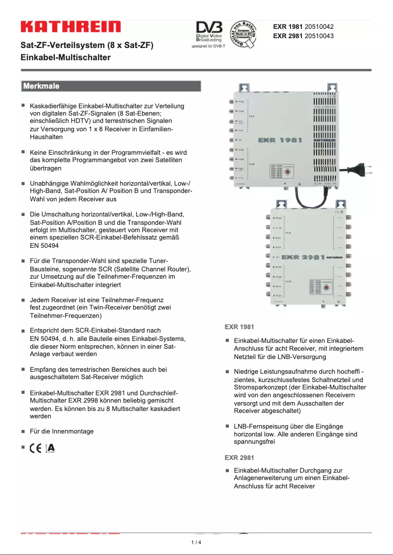Página 1 del manual Manual de usuario Kathrein EXR 2981