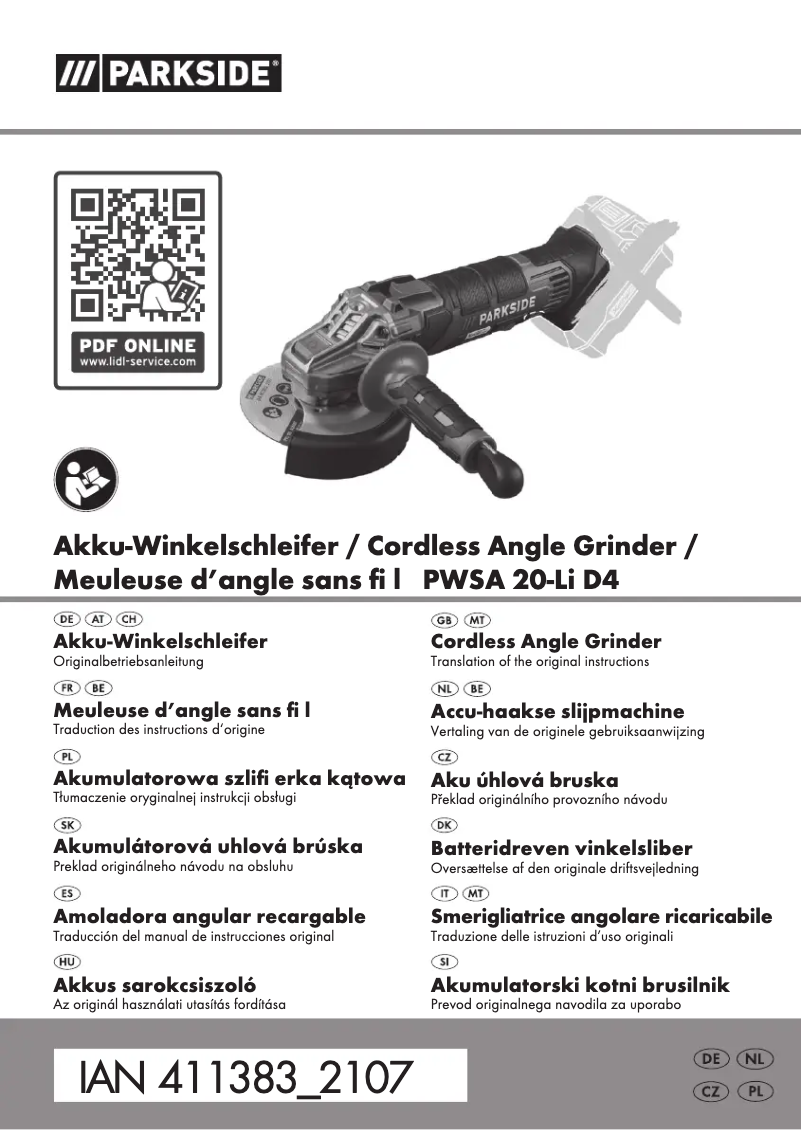 Imagen de la primera página del manual del dispositivo PWSA 20-Li C3