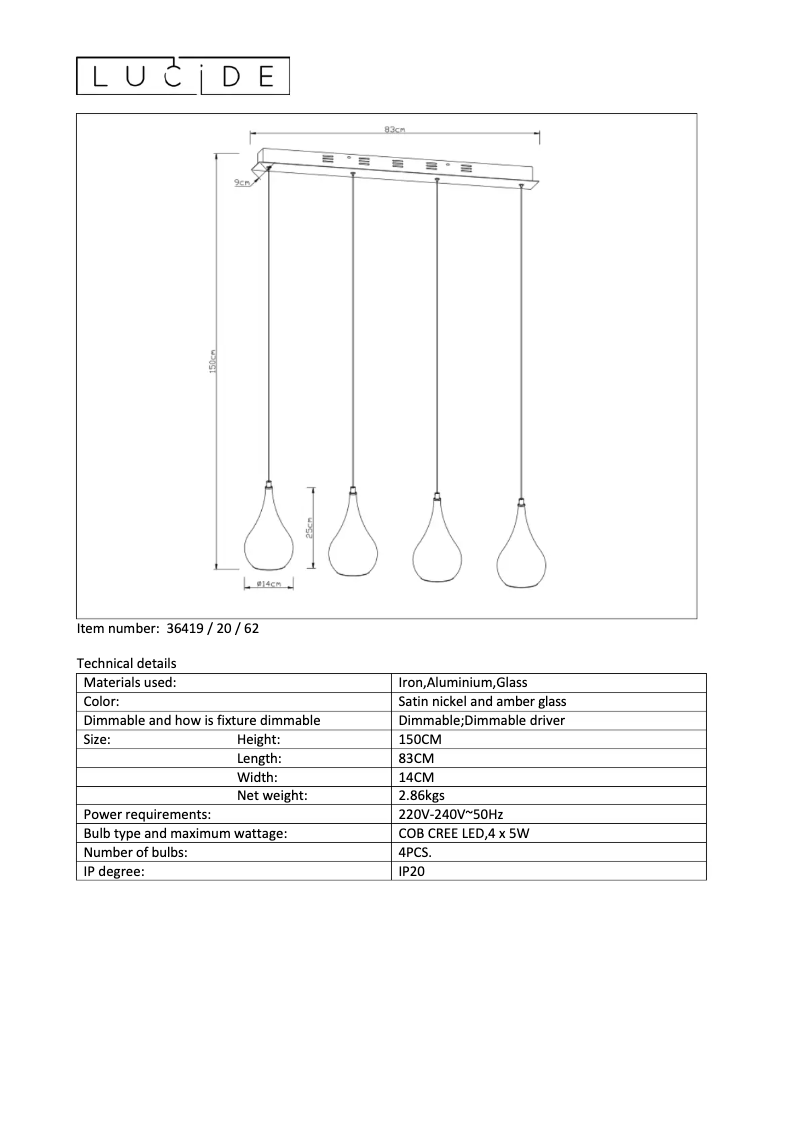 Imagen de la primera página del manual del dispositivo Jarich led 36419/20/62