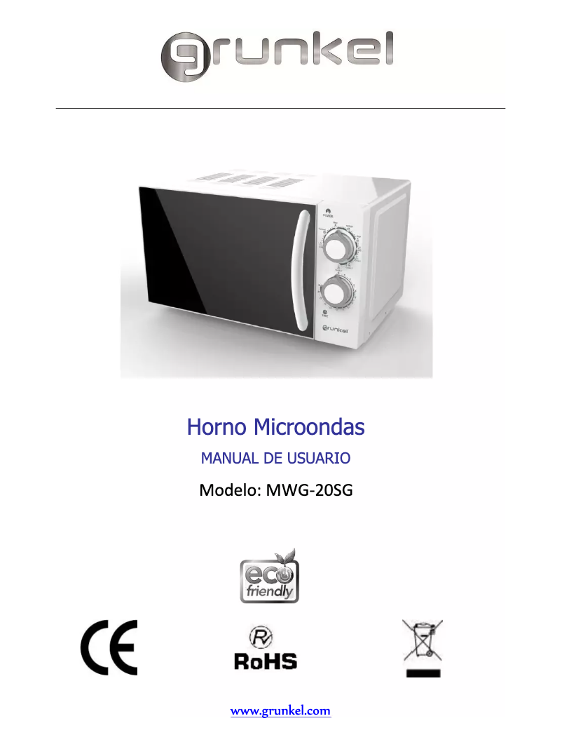 Imagen de la primera página del manual del dispositivo MWG-20SG