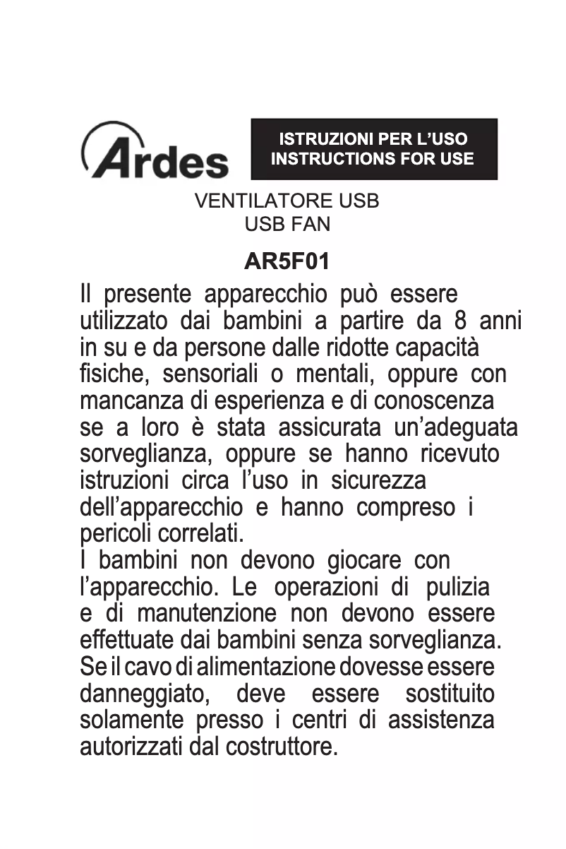 Página 1 del manual Manual de usuario Ardes AR5F01B