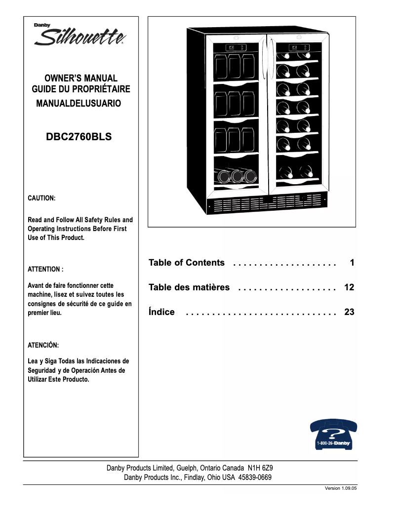 Imagen de la primera página del manual del dispositivo Silhouette DBC2760BLS