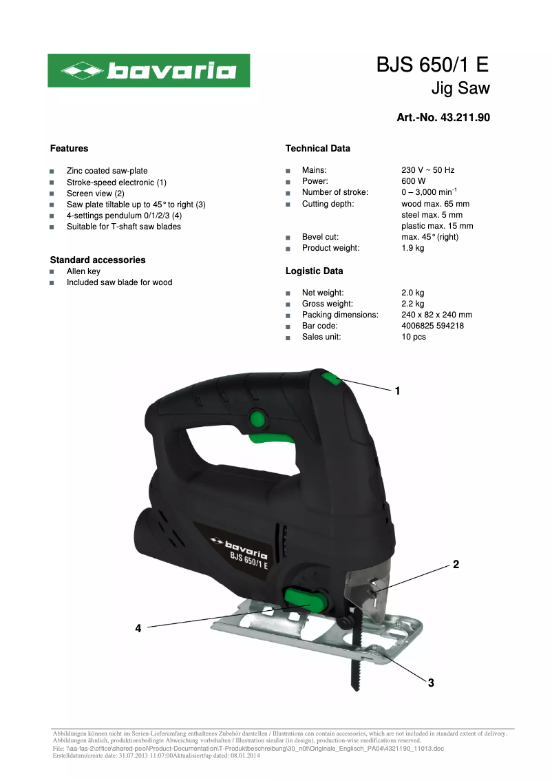 Imagen de la primera página del manual del dispositivo BJS 650/1 E