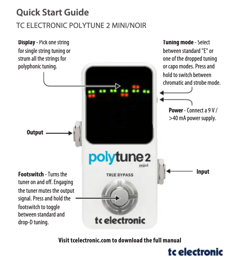 Imagen de la primera página del manual del dispositivo PolyTune 2