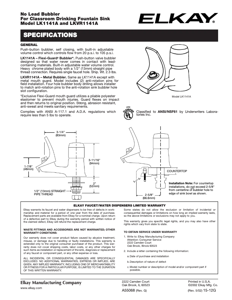 Imagen de la primera página del manual del dispositivo LKVR1141A
