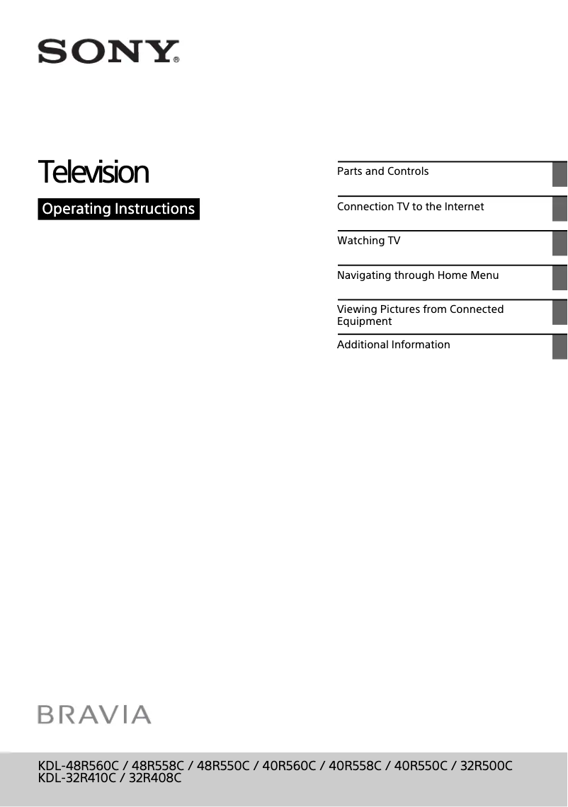 Página 1 del manual Manual de usuario Sony Bravia KDL-32R410C