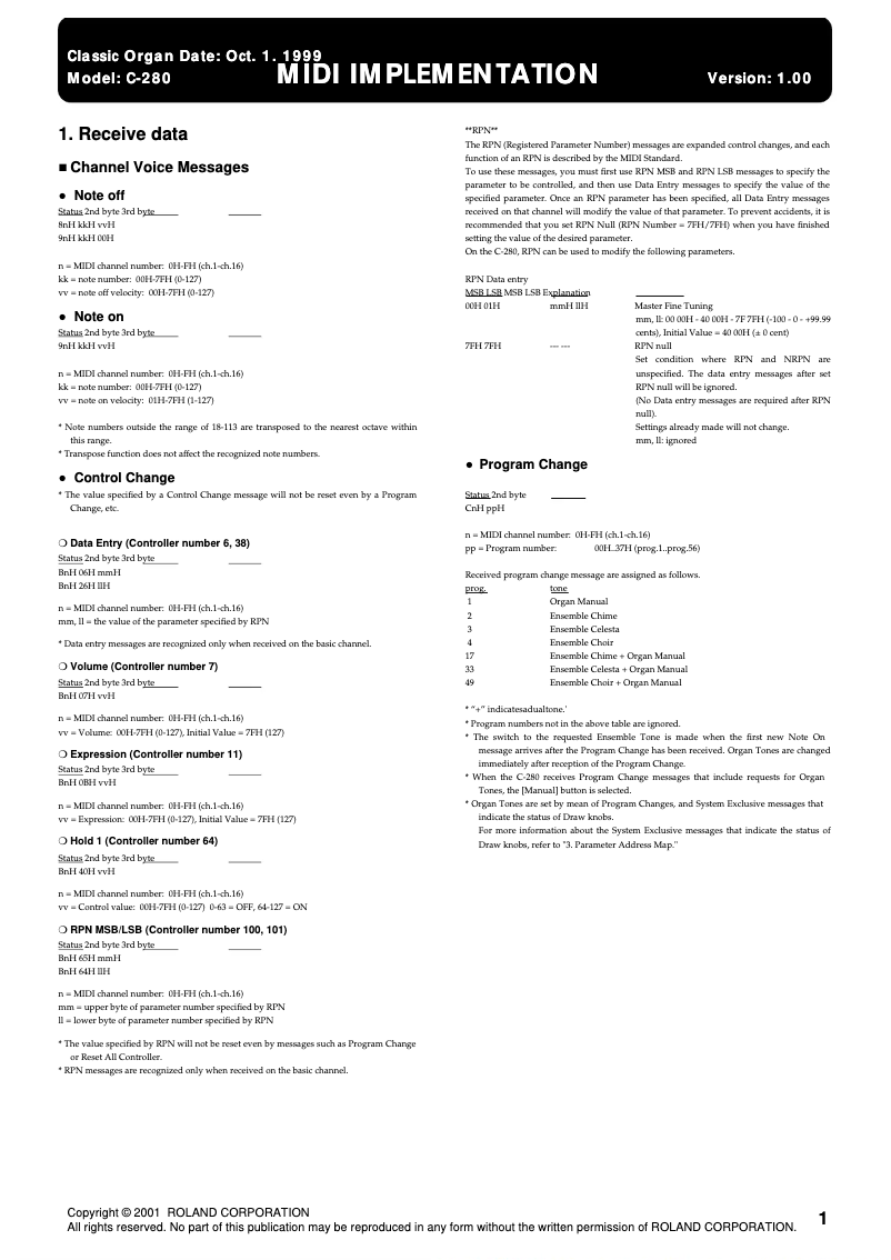Imagen de la primera página del manual del dispositivo C-280