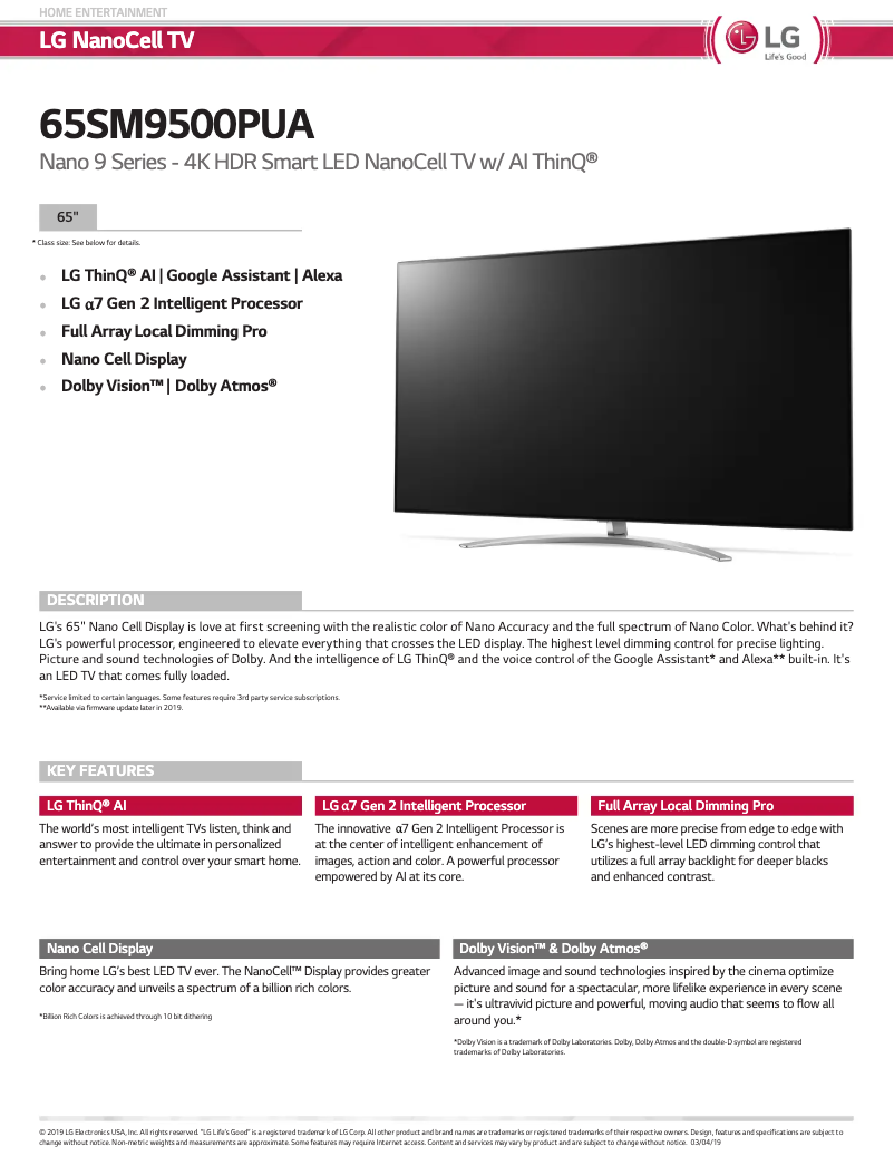 Imagen de la primera página del manual del dispositivo SM9500PUA