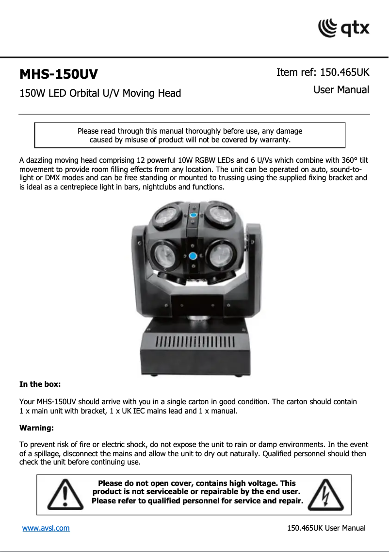 Página nº 1 - Manual de usuario Qtx MHS-150UV