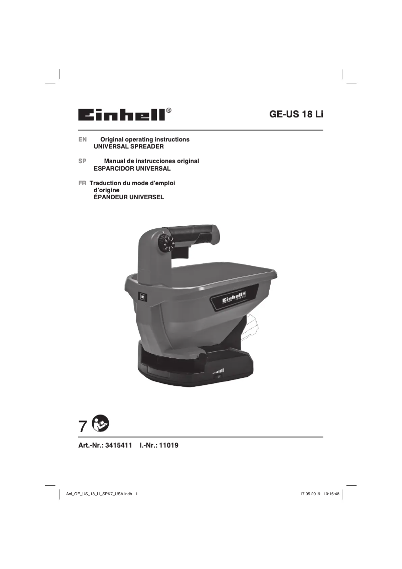 Imagen de la primera página del manual del dispositivo GE-US 18 Li