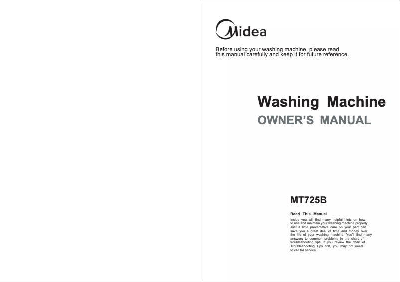 Página 1 del manual Manual de usuario Midea MT860S