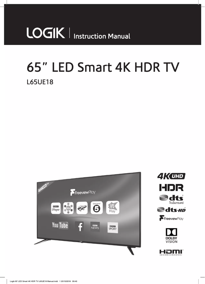 Imagen de la primera página del manual del dispositivo L65UE18