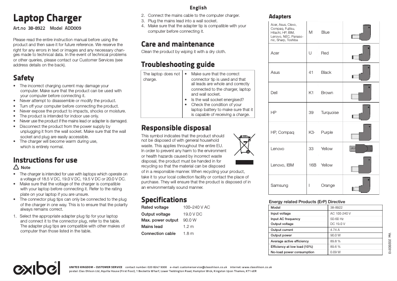 Página 1 del manual Manual de usuario Exibel ADD009