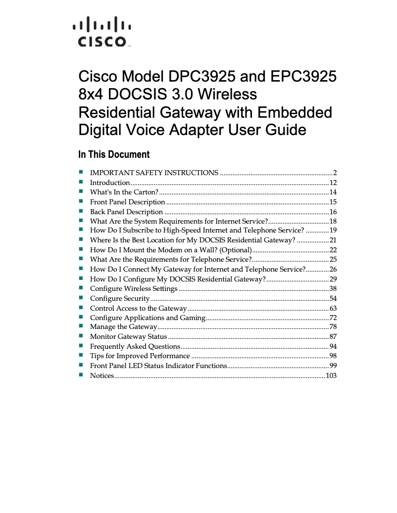Página 1 del manual Manual de usuario Cisco DPC3925