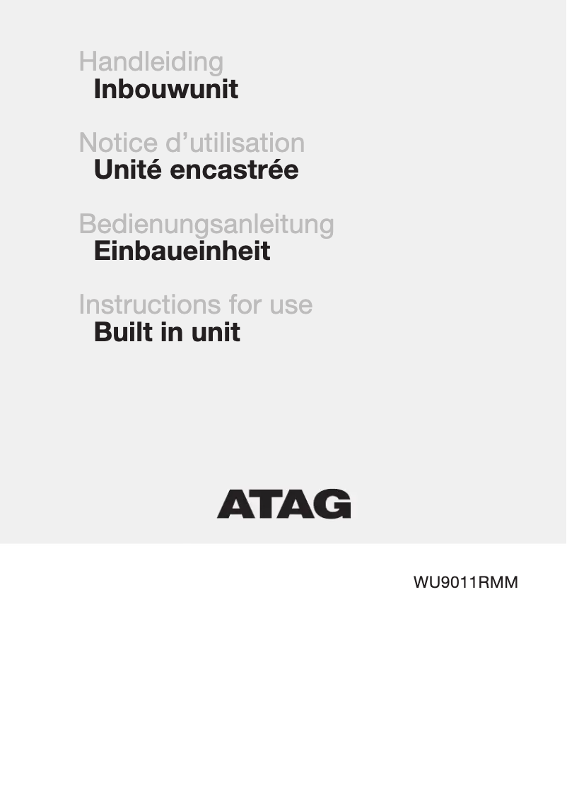 Página 1 del manual Manual de usuario Atag WU9011RMM