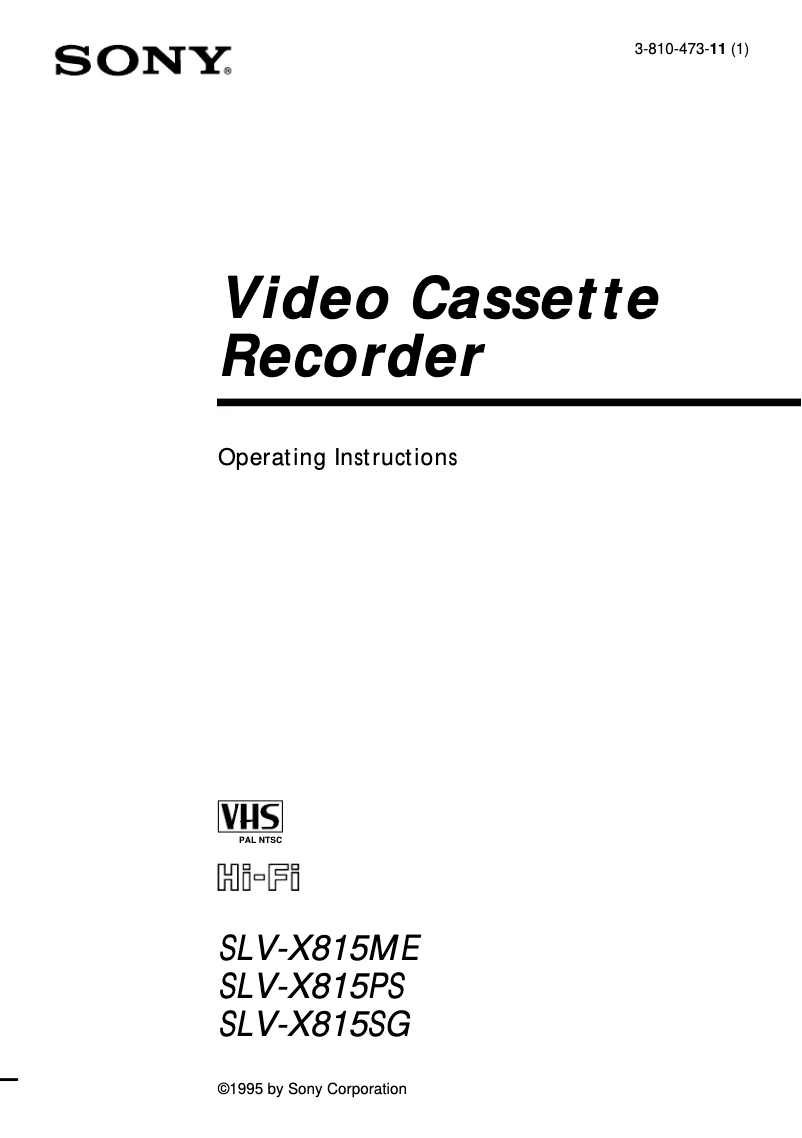 Página 1 del manual Manual de usuario Sony SLV-X815ME