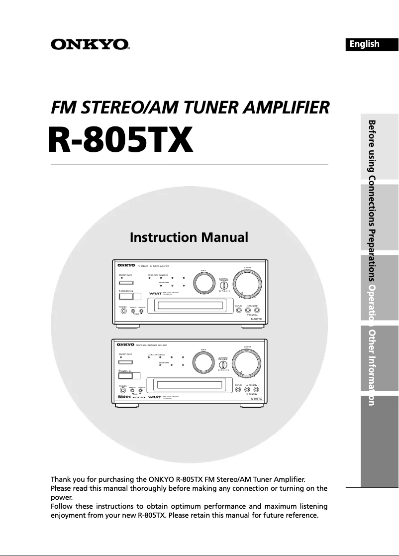 Imagen de la primera página del manual del dispositivo R-805TX