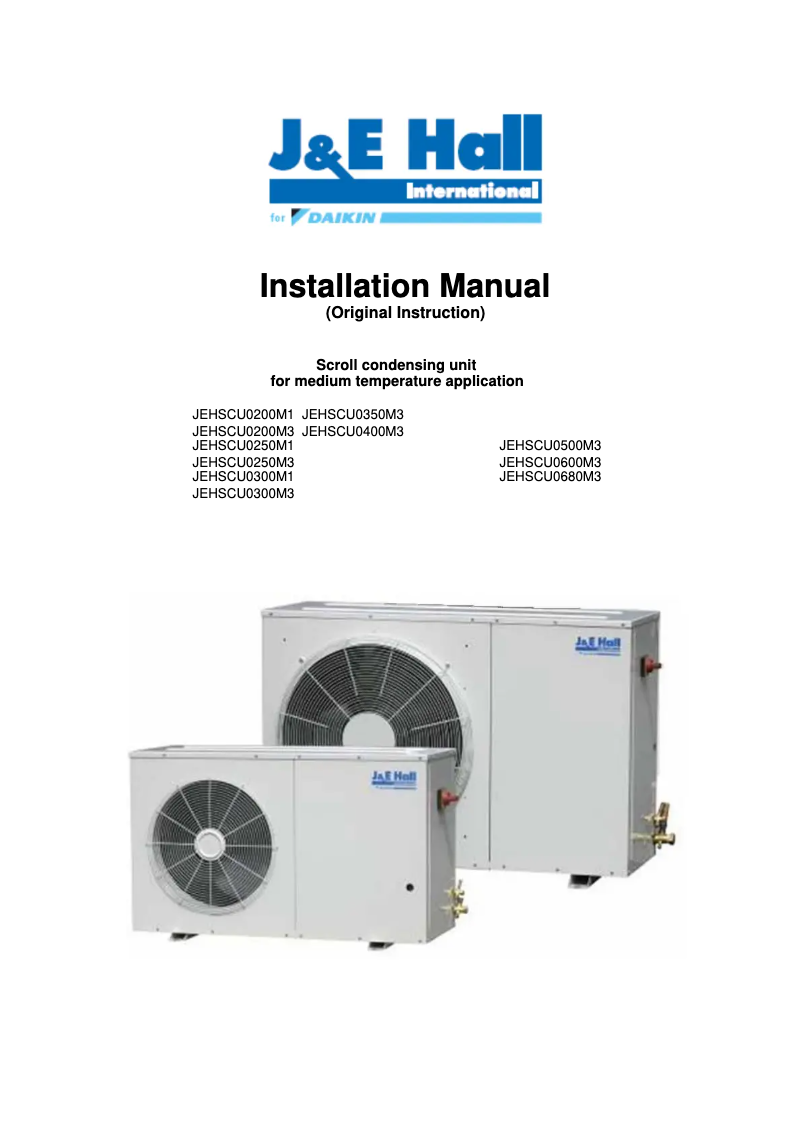 Página 1 del manual Guía de instalación Daikin JEHSCU0250CM1