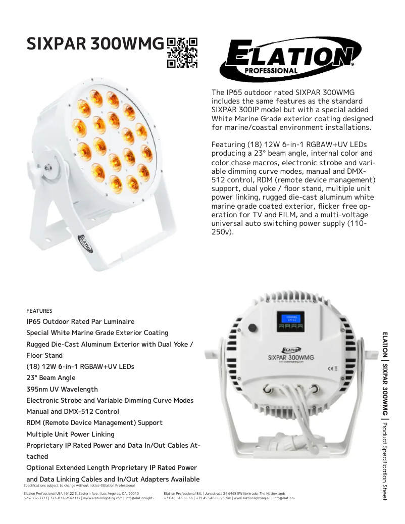 Imagen de la primera página del manual del dispositivo SIXPAR 300WMG