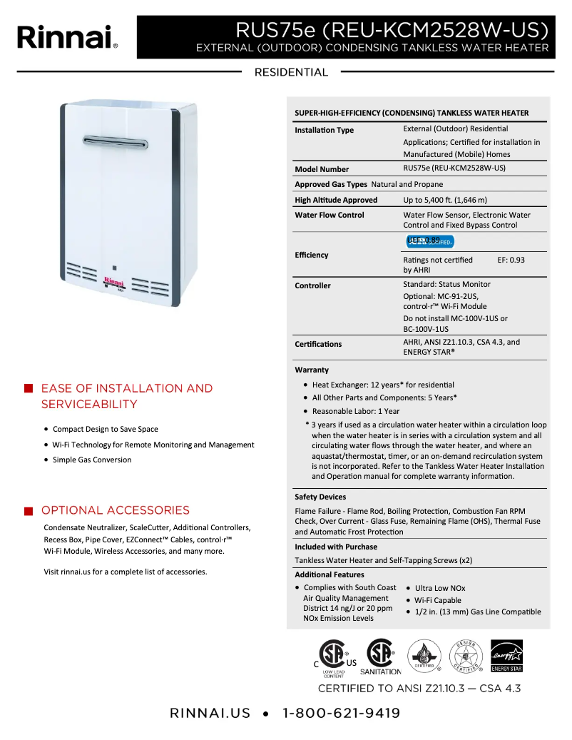 Imagen de la primera página del manual del dispositivo RUS75eP