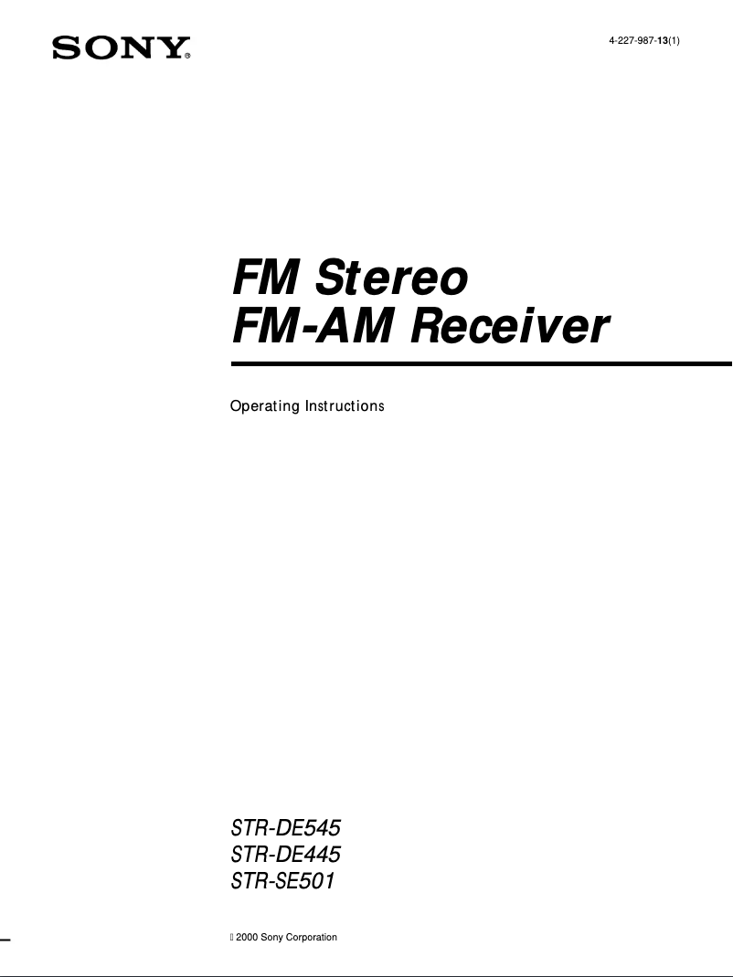 Imagen de la primera página del manual del dispositivo STR-DE445