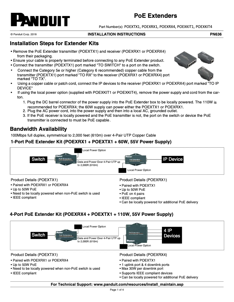 Página nº 1 - Manual de usuario Panduit POEXRX4