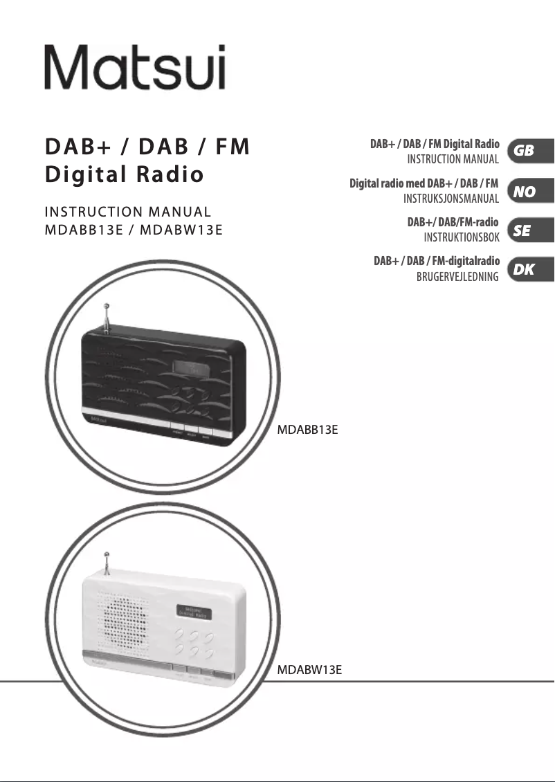 Imagen de la primera página del manual del dispositivo MDABW13E