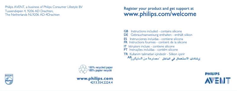 Imagen de la primera página del manual del dispositivo Avent SCF178