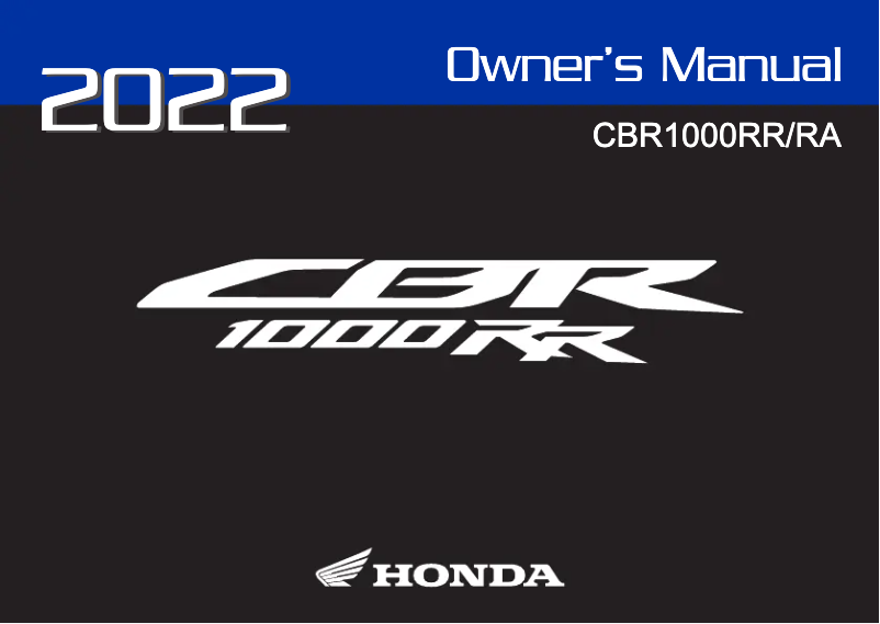 Imagen de la primera página del manual del dispositivo CBR1000RR (2022)