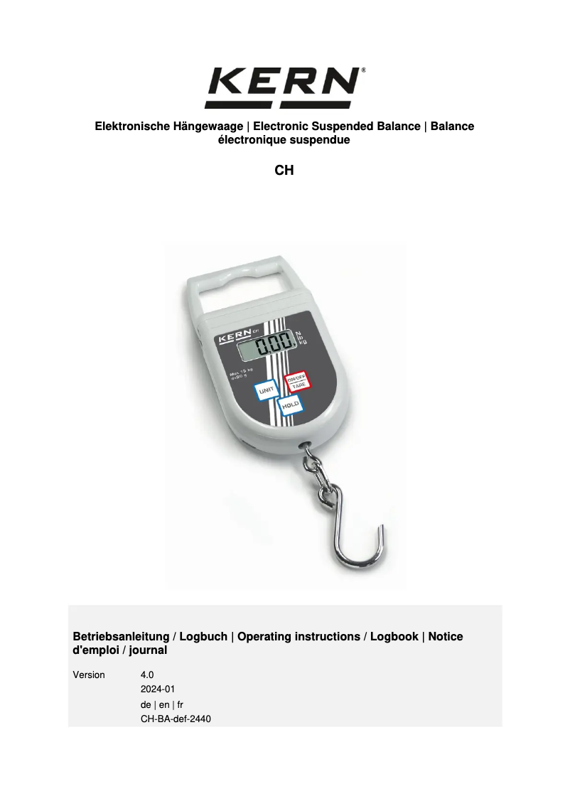 Imagen de la primera página del manual del dispositivo CH 50K100