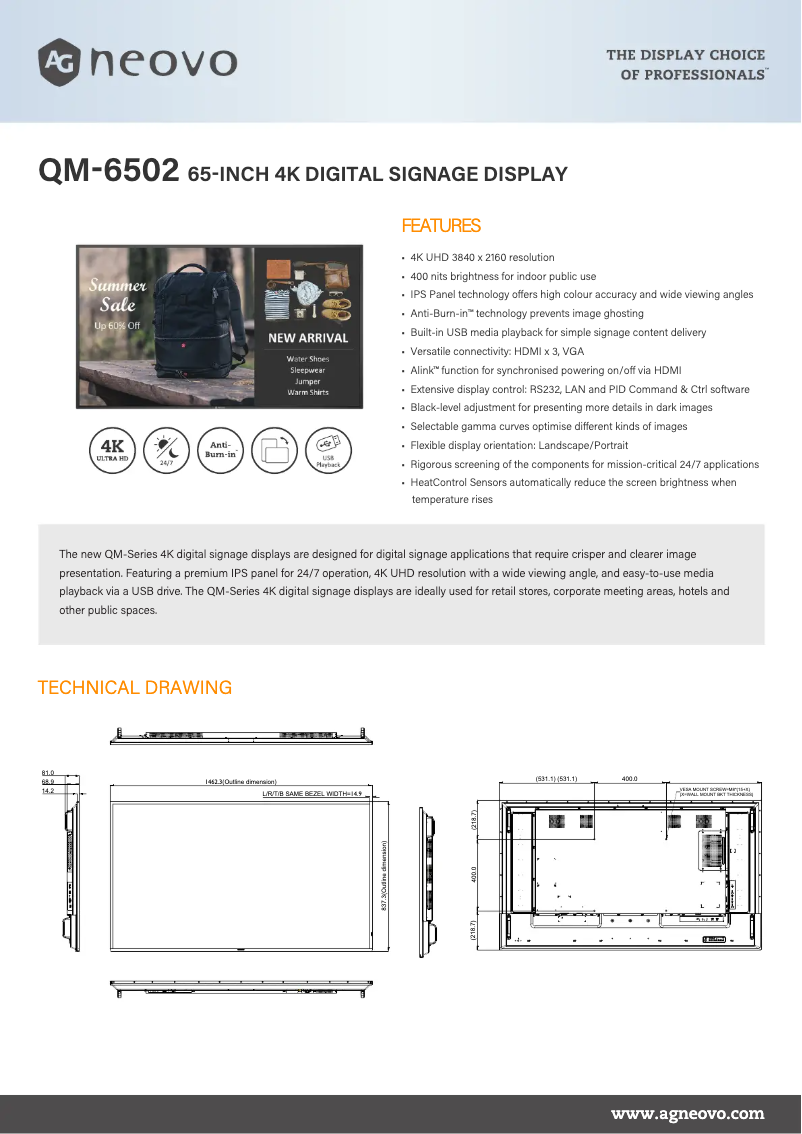 Imagen de la primera página del manual del dispositivo QM-6502