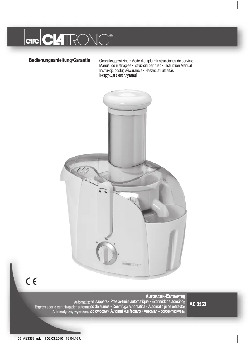 Imagen de la primera página del manual del dispositivo AE 3353