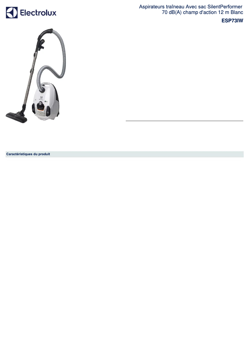 Página 1 del manual Ficha técnica Electrolux ESP73IW