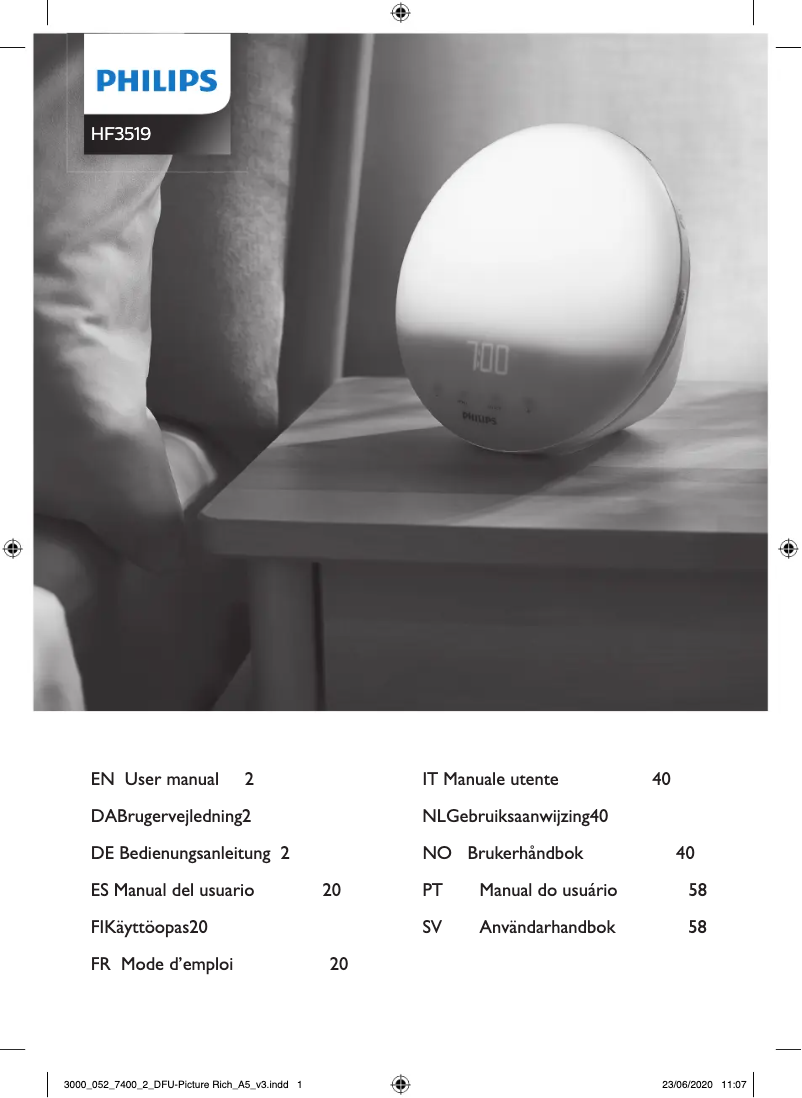 Página 1 del manual Manual de usuario Philips SmartSleep Wake-up Light HF3519