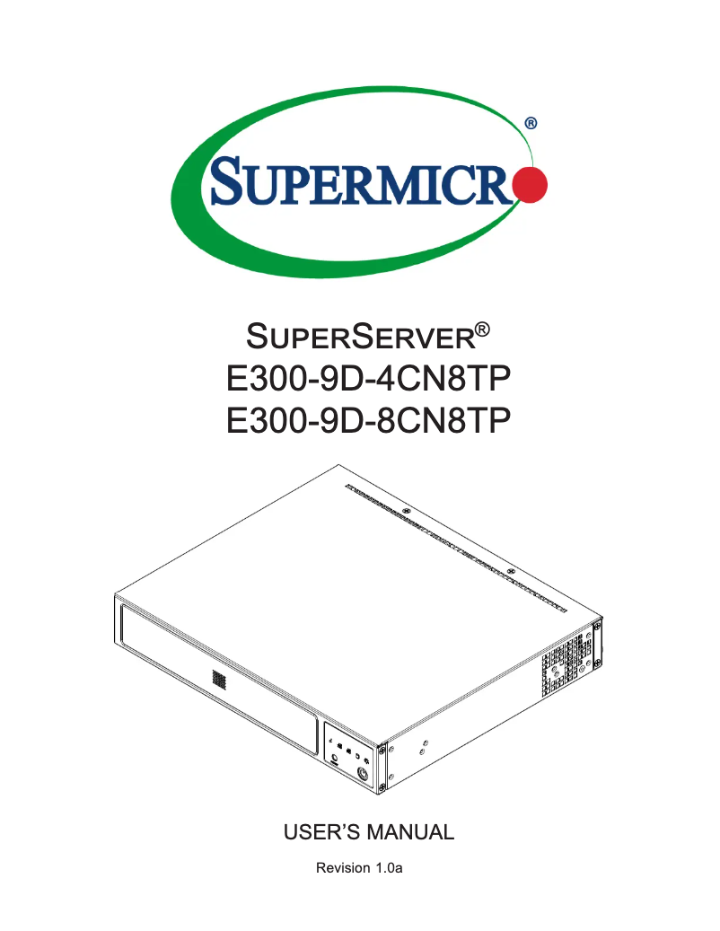 Imagen de la primera página del manual del dispositivo SuperServer E300-9D-4CN8TP