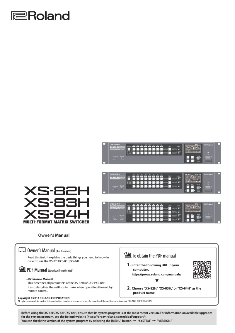 Imagen de la primera página del manual del dispositivo XS-82H
