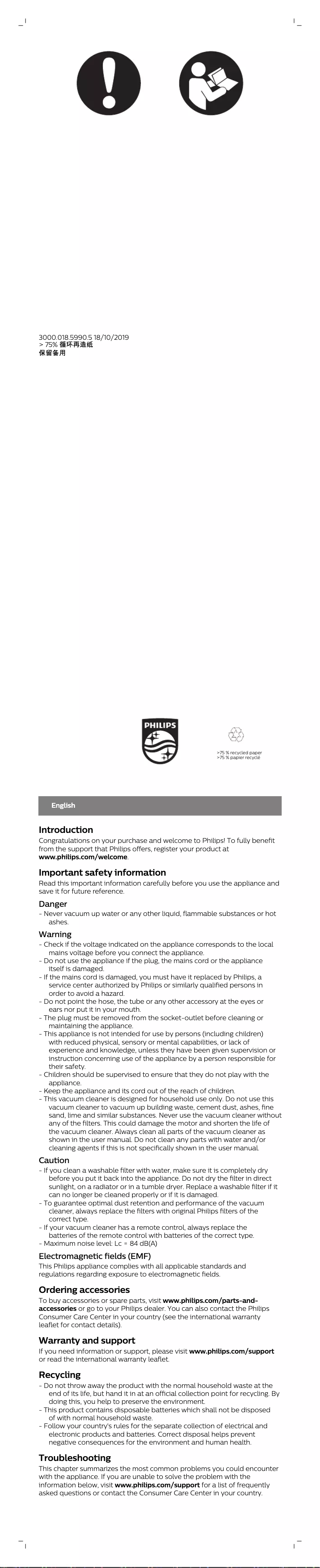 Imagen de la primera página del manual del dispositivo PowerPro Active FC9576