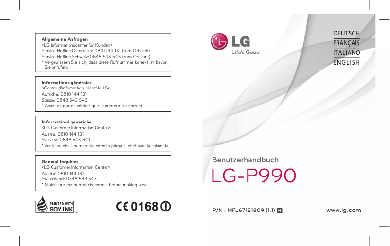 Página 1 del manual Manual de usuario LG Optimus 2X