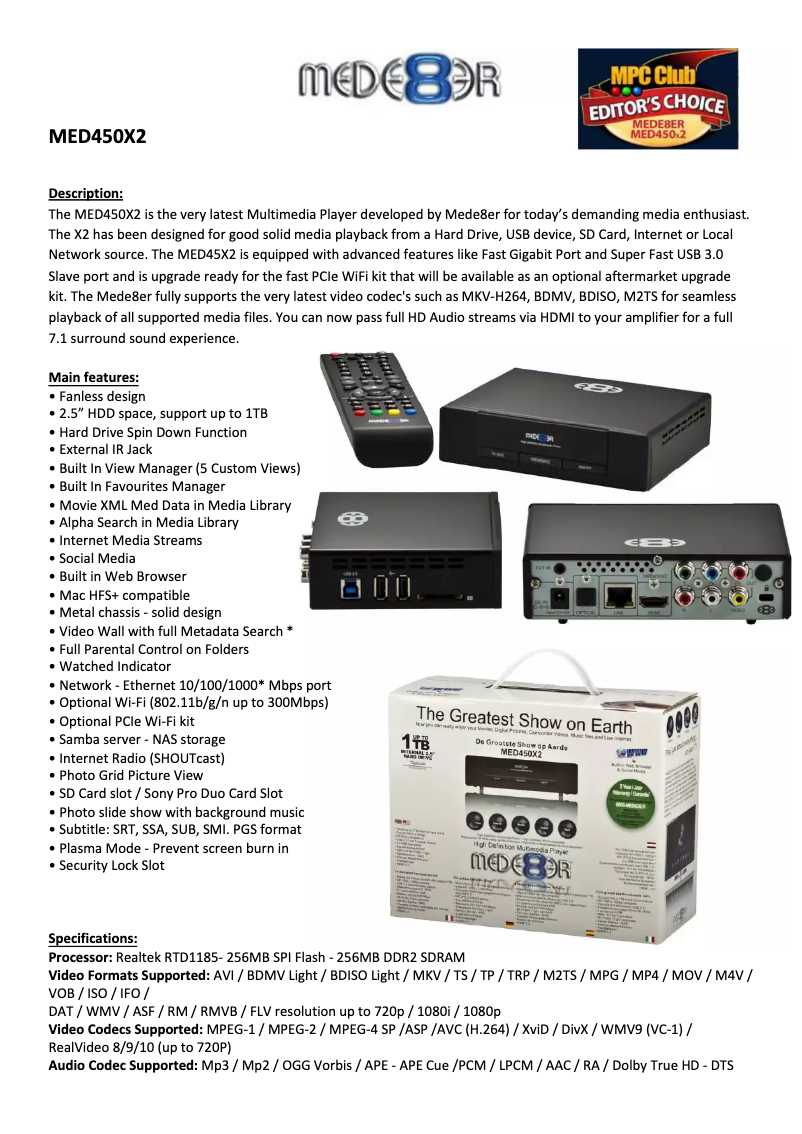 Imagen de la primera página del manual del dispositivo MED450X2