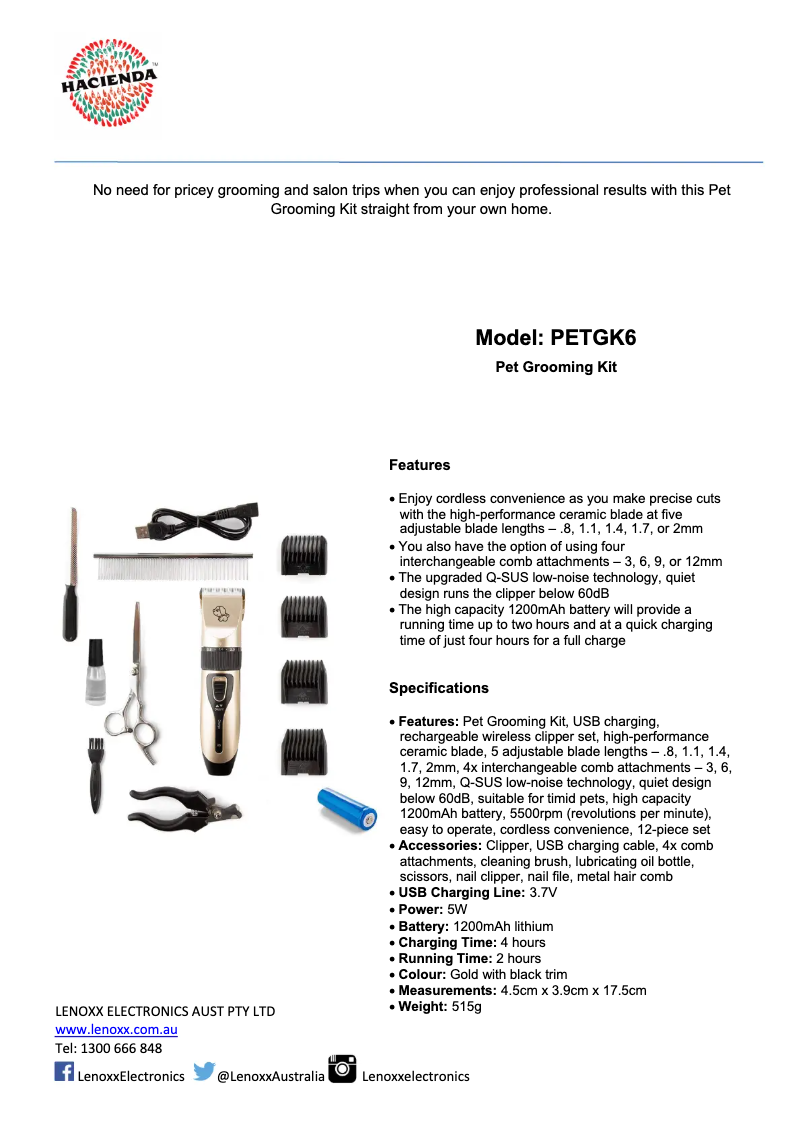 Página nº 1 - Ficha técnica Hacienda PETGK6
